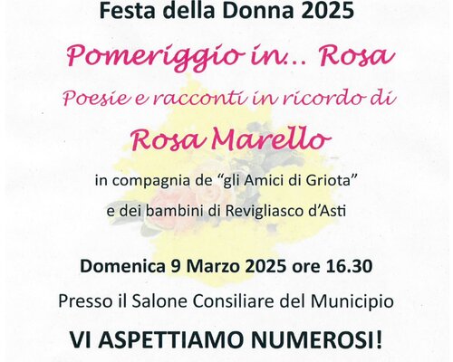 Pomeriggio in... Rosa: Poesie e racconti in ricordo di Rosa Marello - Revigliasco d'Asti (AT)